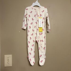 Angel Dear Baby Girl Cowgirl Boots Print Rib Footie PJs Fold over Cuff 6-9M NWT